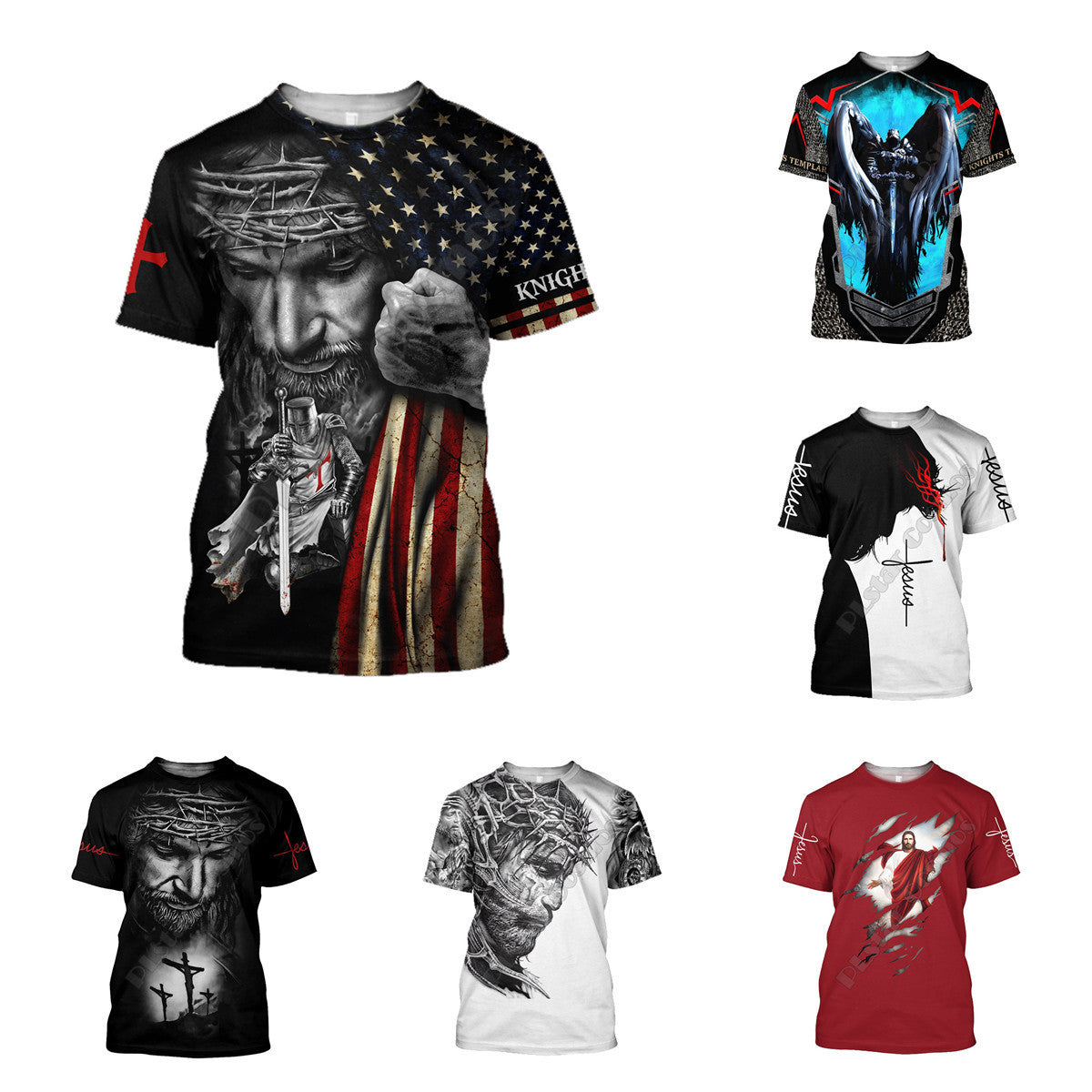 3D Digital Print Custom Crew Neck T-Shirt for Couples