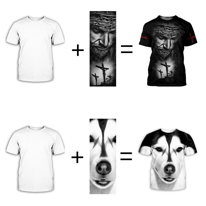 3D Digital Print Custom Crew Neck T-Shirt for Couples